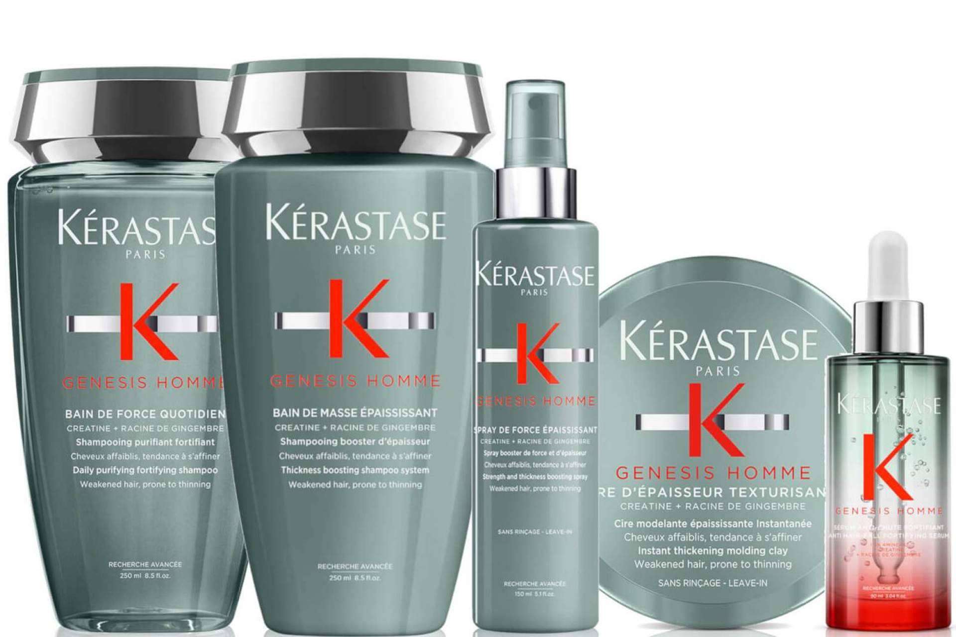 La línea anticaída específica Genesis Homme de Kérastase, disponible en Llarcó